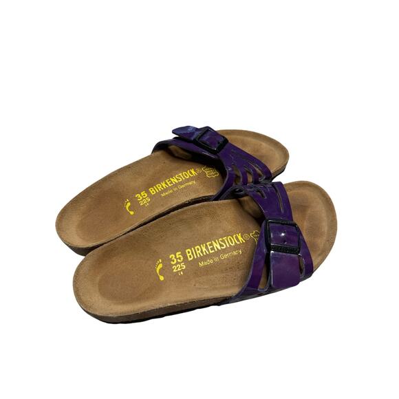 Birkenstock Molina Sandals Women 35 Purple Patent Leather Slip On Comfort Cork - Picture 2 of 6